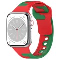 For Apple Watch SE 44mm Double Color Silicone Watch Band(Red+Green)