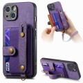 For iPhone 14 Retro Cross Wristband Wallet Leather Back Phone Case(Purple)