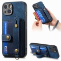 For iPhone 14 Retro Cross Wristband Wallet Leather Back Phone Case(Blue)