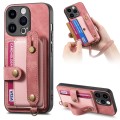 For iPhone 14 Pro Retro Cross Wristband Wallet Leather Back Phone Case(Pink)
