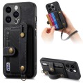 For iPhone 14 Pro Retro Cross Wristband Wallet Leather Back Phone Case(Black)