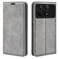For Xiaomi Redmi K70E Retro-skin Magnetic Suction Leather Phone Case(Grey)