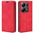 For Xiaomi Redmi Note 13 4G Retro-skin Magnetic Suction Leather Phone Case(Red)