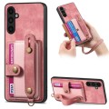 For Samsung Galaxy A13 5G Retro Cross Wristband Wallet Leather Back Phone Case(Pink)