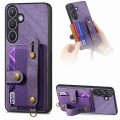 For Samsung Galaxy S24+ 5G Retro Cross Wristband Wallet Leather Back Phone Case(Purple)