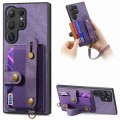 For Samsung Galaxy S24 Ultra 5G Retro Cross Wristband Wallet Leather Back Phone Case(Purple)