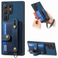 For Samsung Galaxy S24 Ultra 5G Retro Cross Wristband Wallet Leather Back Phone Case(Blue)