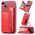 For iPhone 14 Zipper Wallet Leather Back Shockproof Phone Case(Red)