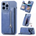 For iPhone 14 Pro Max Zipper Wallet Leather Back Shockproof Phone Case(Blue)