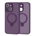 For iPhone 15 Plus 360 Magsafe Ring Holder TPU Hybrid PC Phone Case(Purple)
