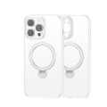 For iPhone 15 Pro Max 360 Magsafe Ring Holder TPU Hybrid PC Phone Case(White)