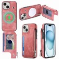 For iPhone 15 Magsafe Zipper RFID Wallet All-inclusive Shockrpoof Phone Case(Pink)