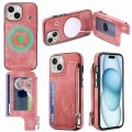 For iPhone 15 Plus Magsafe Zipper RFID Wallet All-inclusive Shockrpoof Phone Case(Pink)