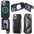 For iPhone 15 Pro Magsafe Zipper RFID Wallet All-inclusive Shockrpoof Phone Case(Black)