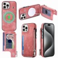 For iPhone 15 Pro Max Magsafe Zipper RFID Wallet All-inclusive Shockrpoof Phone Case(Pink)