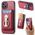 For iPhone 15 Plus Skin Feel Ring Holder Wallet Magnetic Phone Case(Red)