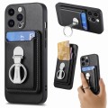 For iPhone 15 Pro Skin Feel Ring Holder Wallet Magnetic Phone Case(Black)