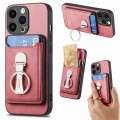 For iPhone 15 Pro Skin Feel Ring Holder Wallet Magnetic Phone Case(Pink)