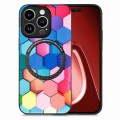 For iPhone 15 Pro Colored Drawing Leather Back Phone Case(Colorful Cube)