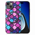 For iPhone 15 Plus Colored Drawing Leather Back Phone Case(Purple Scales)