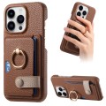 For iPhone 13 Pro Max Litchi Leather Oil Edge Ring Card Back Phone Case(Jujube apricot)