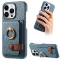 For iPhone 13 Pro Litchi Leather Oil Edge Ring Card Back Phone Case(Light blue)