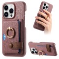 For iPhone 14 Pro Litchi Leather Oil Edge Ring Card Back Phone Case(Jujube apricot)