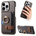 For iPhone 14 Pro Litchi Leather Oil Edge Ring Card Back Phone Case(Grey)