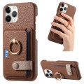 For iPhone 11 Pro Max Litchi Leather Oil Edge Ring Card Back Phone Case(Brown)