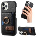For iPhone 11 Pro Max Litchi Leather Oil Edge Ring Card Back Phone Case(Black)
