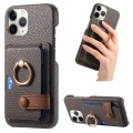 For iPhone 11 Pro Max Litchi Leather Oil Edge Ring Card Back Phone Case(Grey)