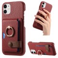 For iPhone 12 mini Litchi Leather Oil Edge Ring Card Back Phone Case(Red)
