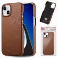 For iPhone 15 Litchi Oil Edge Leather Back Phone Case(Brown)