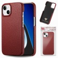 For iPhone 15 Plus Litchi Oil Edge Leather Back Phone Case(Red)