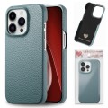For iPhone 15 Pro Litchi Oil Edge Leather Back Phone Case(Light Blue)