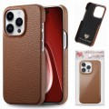For iPhone 15 Pro Max Litchi Oil Edge Leather Back Phone Case(Brown)