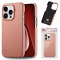 For iPhone 15 Pro Max Litchi Oil Edge Leather Back Phone Case(Pink)