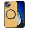 For iPhone 15 Solid Color Leather Skin Back Phone Case(Yellow)