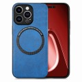For iPhone 15 Pro Max Solid Color Leather Skin Back Phone Case(Blue)
