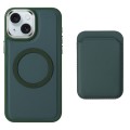 For iPhone 15 Imitation Liquid Skin Feel Plating Magsafe Card Bag Phone Case(Green)