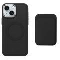 For iPhone 15 Pro Imitation Liquid Skin Feel Plating Magsafe Card Bag Phone Case(Black)