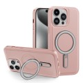 For iPhone 15 Pro Max Shield MagSafe Magnetic Holder Phone Case(Pink)