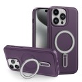 For iPhone 15 Plus Shield MagSafe Magnetic Holder Phone Case(Purple)