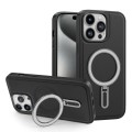 For iPhone 15 Plus Shield MagSafe Magnetic Holder Phone Case(Black)