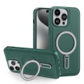 For iPhone 15 Shield MagSafe Magnetic Holder Phone Case(Green)