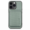 For iPhone 15 Pro Carbon Fiber Leather Card Magsafe Phone Case(Green)
