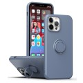 For iPhone 15 Ring Kickstand Silicone Phone Case(Blue Gray)