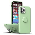 For iPhone 15 Ring Kickstand Silicone Phone Case(Matcha Green)