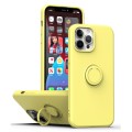 For iPhone 15 Pro Ring Kickstand Silicone Phone Case(Yellow)