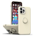 For iPhone 15 Pro Max Ring Kickstand Silicone Phone Case(White)